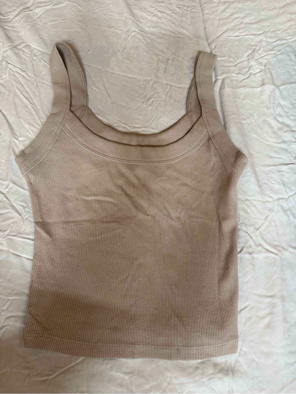 Abercrombie & Fitch Ribbed Square-Neck Tank Top - Light Taupe